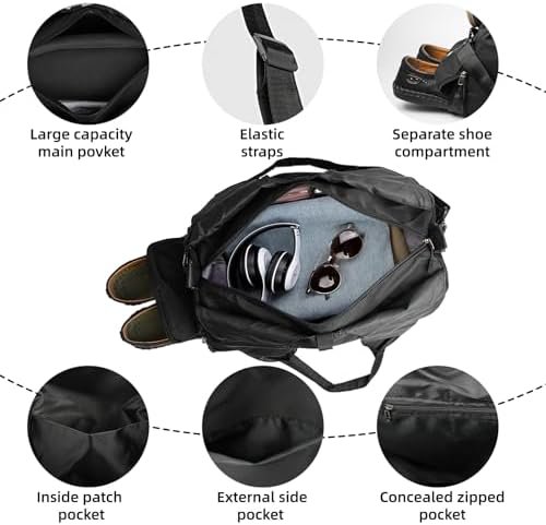 Gym Bag, Yoga Gym Bag for Women and Men, Carrying Workout Gear and Accessories, Shoe Compartment and Wet Dry Storage Pockets, Travel Duffle Bag Carry On Weekender Bag - Image 3