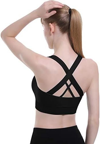 Double Couple Sports Bras for Women Padded High Impact Seamless Criss Cross Back Workout Tops Gym Activewear Bra - Image 3
