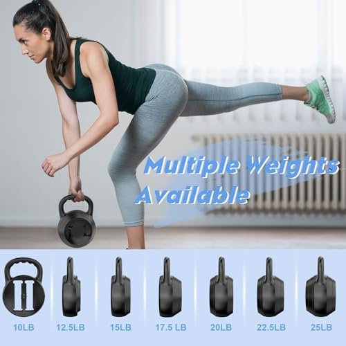 2-1 Adjustable Kettlebells Set, Kettle bell Weights Set (10lb-25lb), Adjustable Dumbbell for Women/Men Home Gym Workout Strength Training - Image 4