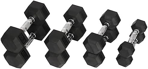 Premium Rubber Coated Hex Dumbbell Weight Set, Multiple Packages - Image 4