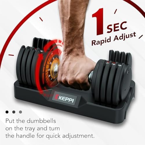 Keppi Adjustable Dumbbells Set, 25lb/55lb Dumbbells with Anti-Slip Metal Handle for Exercise & Fitness Fast Adjust Weight for Full Body Workout Fitness - Image 3