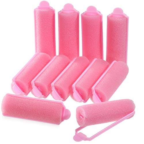 Zhehao 36 Pcs Sponge Hair Rollers Small Pink Foam Heatless Curls Rollers Flexible Sleeping Hairdressing Curler for Women Hair Styling(0.79 x 2.76 Inch,Pink)