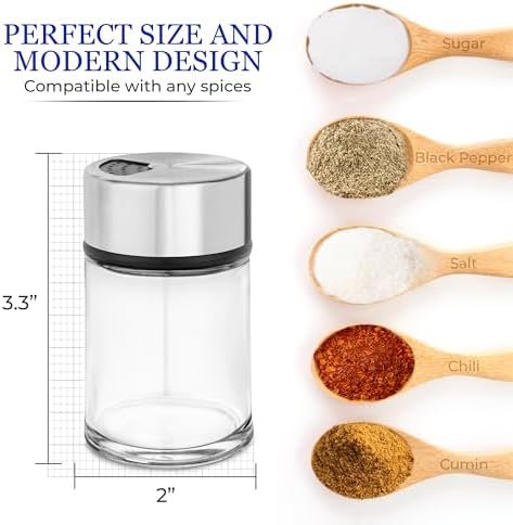 Salt Shaker or Pepper Shaker with Adjustable Pour Holes - Stainless Steel Spice Dispenser - Perfect for Pink Himalayan, Table Salt, Black and White Pepper. (2.4 oz) - Image 5