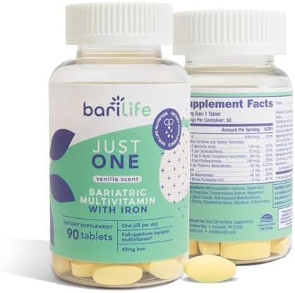 Just One – Once Daily Bariatric Multivitamin with Iron, 90 Count for Gastric Sleeve and Gastric Bypass