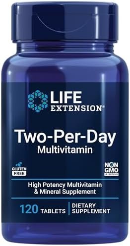 Life Extension Two-Per-Day High Potency Multi-Vitamin & Mineral Supplement – Vitamins, Minerals, Plant Extracts, Quercetin, 5-MTHF Folate & More – Gluten-Free – Non-GMO – 120 Tablets
