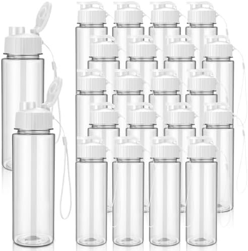 Mifoci 20 Pieces Water Bottle Bulk 17 oz Plastic Water Bottles Bulk Gym Sports Adults Reusable Large Bottles with Leak Proof Flip Top for Party Outdoor(White)