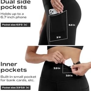 CHRLEISURE Leggings with Pockets for Women, High Waisted Tummy Control Workout Yoga Pants