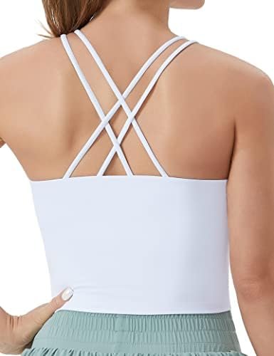 THE GYM PEOPLE Women’s Cross Back Sports Bra Halter Neck Workout Crop Tank Tops with Removable Pads