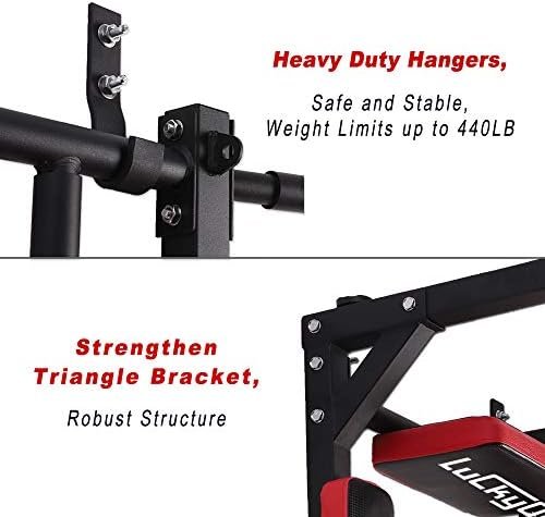 Multifunctional Wall Mounted Pull Up Bar, Heavy Duty Steel Chin Up Bar,Dip Station for Indoor Workout - Image 4