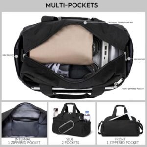 14 inch Small Gym Bag for Women & Men, Mini Duffel Bag for Travel Sports Lightweight Carry On Bag, Black
