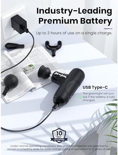 BOB AND BRAD Q2 Mini Massage Gun, Pocket-Sized Deep Tissue Massager Gun, Portable Percussion Muscle Massager Gun, Ultra Small & Quiet Muscle Massage Gun with Carry Case, FSA and HSA Eligible -Black - Image 4