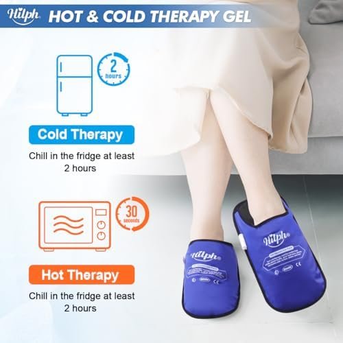 Hilph Foot Ice Pack Slippers for Plantar Fasciitis 2 Packs, Reusable Hot Cold Packs Gel Ice Slipper for Foot and Broken Toes, Gout, Foot Surgery, Neuropathy, Diabetic, Swollen (Dark Blue) - Image 6