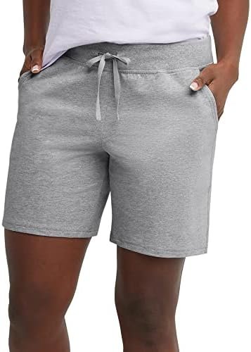 Hanes Women’s Jersey Pocket Shorts, Drawstring Cotton Jersey Shorts, 7″ Inseam
