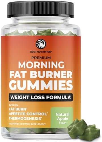 Morning Fat Burner Gummies | Weight Loss for Women & Men | Thermogenic Belly Fat Burner with Green Tea, Garcinia, Green Coffee Bean & More | Appetite Suppressant & Metabolism Booster | 60 Gummies