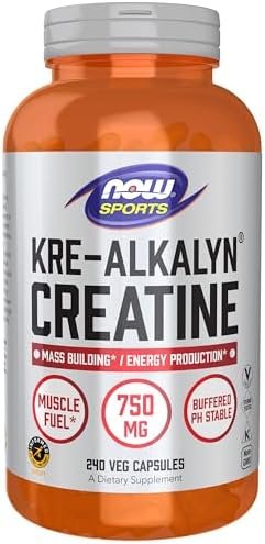 NOW Foods Sports Nutrition, Kre-Alkalyn Creatine 750 mg, Mass Building*/Energy Production*, 240 Veg Capsules