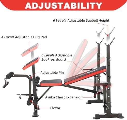 OPPSDECOR 8 in 1 650lbs Weight Bench Adjustable Bench Press Set with Squat Rack Olympic Workout Bench with Leg Developer Preacher Curl Foldable Weight Benches For Home Gym OPX496 - Image 7