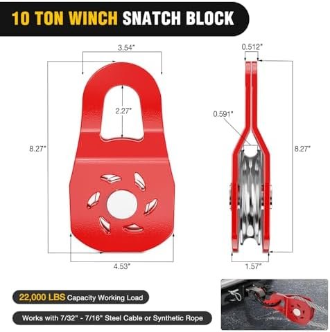 Nilight Offroad Recovery Kit 3" x 8' Tow Strap with Winch Snatch Block Pulley and 2Pcs 3/4" Anti-Theft D-Ring Shackles Storage Bag Heavy Duty Tow Rope for Car Truck SUV ATV (MBS 31500LBS) - Image 4