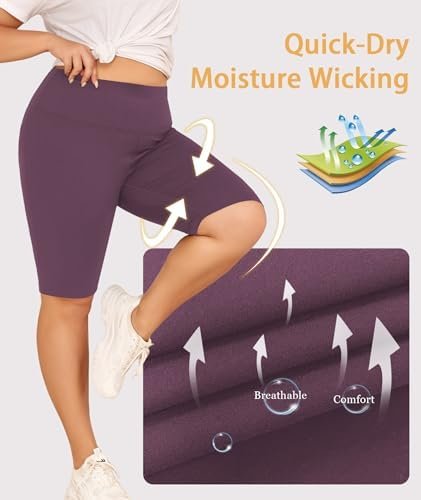 LALAGEN Women Plus Size Biker Shorts with Pockets - Tummy Control Gym Workout Running Yoga Volleyball Athletic Shorts - Image 3