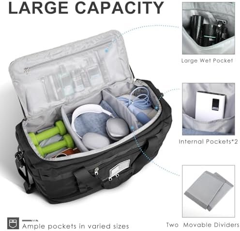 ETRONIK Travel Bag for Men Women, Gym Bag & Tactical Duffle Bags for Travel, Carry on with Toiletry Bag and Shoe Compartment, Weekender Overnight Trip with Wet Pocket for Workout Medical, Black - Image 2