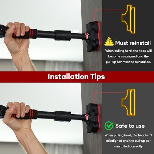 ONETWOFIT Pull Up Bar For Doorway, Door Frame Pull Up Bar No Screw Adjustable Width Portable Chin Up Bar For Home Gym Upper Body Workout Exercise Fitness Bar, Max 440Lbs - Image 3