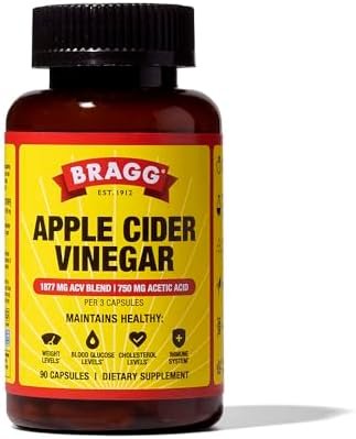 Bragg Apple Cider Vinegar Capsules with Vitamin D and Zinc – 90 Capsules – Supports The Immune System