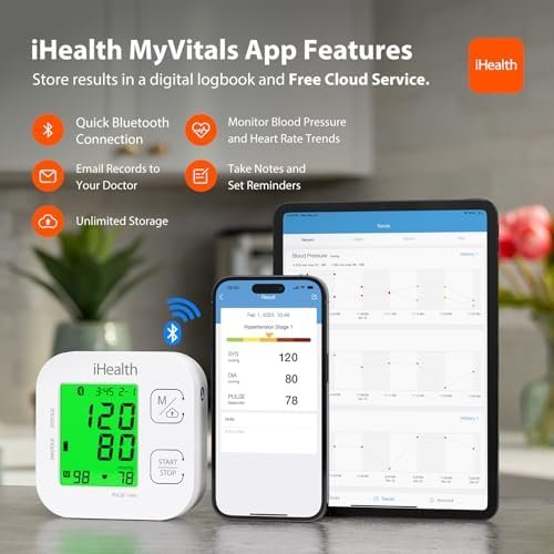 iHealth Track Smart Upper Arm Blood Pressure Monitor with Wide Range Cuff That fits Standard to Large Adult Arms, Bluetooth Compatible for iOS & Android Devices - Image 4