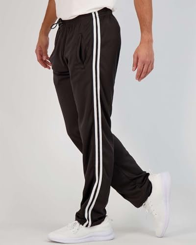 Real Essentials 3 Pack: Men's Mesh Athletic Gym Workout Lounge Open Bottom Sweatpants with Pockets (Available in Big & Tall) - Image 2