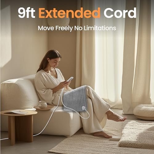 Heating Pad for Back, Neck, Shoulders & Period Cramps, 9 Heat Settings, Auto Shut-Off, Rapid Heating, 12''24'', Velvet-like Fabric, Moonlit Velvet - Image 6