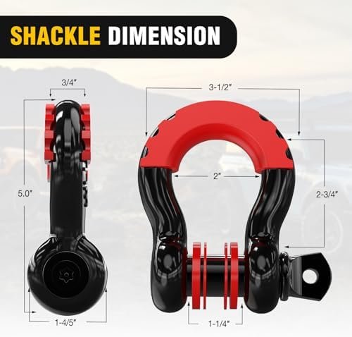 Nilight Offroad Recovery Kit 3" x 8' Tow Strap with Winch Snatch Block Pulley and 2Pcs 3/4" Anti-Theft D-Ring Shackles Storage Bag Heavy Duty Tow Rope for Car Truck SUV ATV (MBS 31500LBS) - Image 5