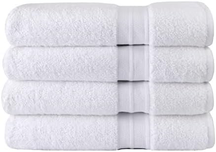 Sweet South by 1888 Mills 4-Piece Bath Towel Set, White | Made in The USA, 100% Cotton Loops