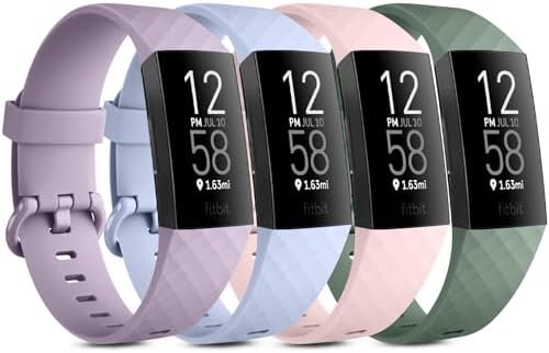 Vancle Bands for Fitbit Charge 4 Bands/Fitbit Charge 3 Bands Women Men[4 PACK], Classic Soft Replacement Sport Straps Wristbands for Fitbit Charge 4 / Charge 3 Fitness & Health Tracker