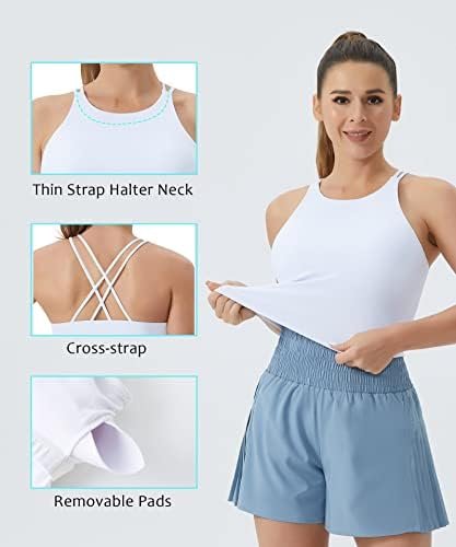 THE GYM PEOPLE Women's Cross Back Sports Bra Halter Neck Workout Crop Tank Tops with Removable Pads - Image 5