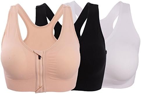 Women’s Zipper Front Closure Sports Bra Racerback Yoga Bras
