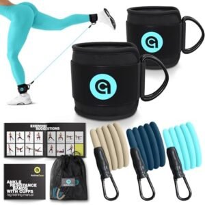 ActiveGear Ankle Resistance Bands with Cuffs - Ideal for Glutes, Legs & Core Workouts, Kickback Ankle Strap Set for Home Workout Equipment & Gym Fitness for Women and Men