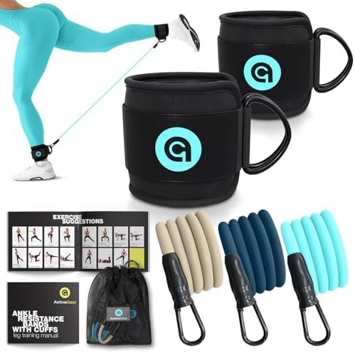 ActiveGear Ankle Resistance Bands with Cuffs – Ideal for Glutes, Legs & Core Workouts, Kickback Ankle Strap Set for Home Workout Equipment & Gym Fitness for Women and Men