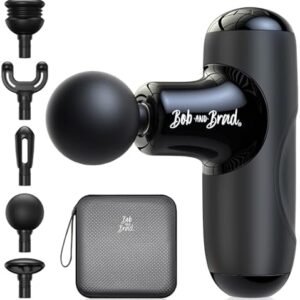 BOB AND BRAD Q2 Mini Massage Gun, Pocket-Sized Deep Tissue Massager Gun, Portable Percussion Muscle Massager Gun, Ultra Small & Quiet Muscle Massage Gun with Carry Case, FSA and HSA Eligible -Black