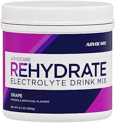 AdvoCare Rehydrate Electrolyte Drink Mix – Hydration & Recovery Drink with Sodium, Potassium & More – Grape, 12.7 oz