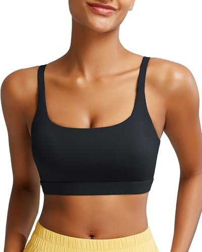 RUNNING GIRL Sports Bras for Women,Square Neck Sports Bra High Support Yoga Bra Workout Crop Top with Built in Bra