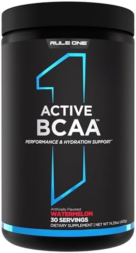 Rule 1 Active BCAA – Performance, Hydration, and Recovery Support with 5g BCAAs + Electrolytes, L-Glutamine, and Citrulline (30 Servings, Watermelon)