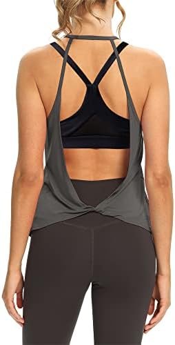 Mippo Womens Open Back Workout Tops Sleeveless Halter Gym Athletic Tank Tops Loose Fit
