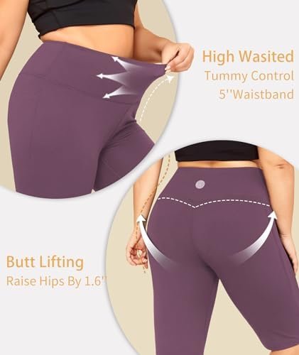 LALAGEN Women Plus Size Biker Shorts with Pockets - Tummy Control Gym Workout Running Yoga Volleyball Athletic Shorts - Image 5