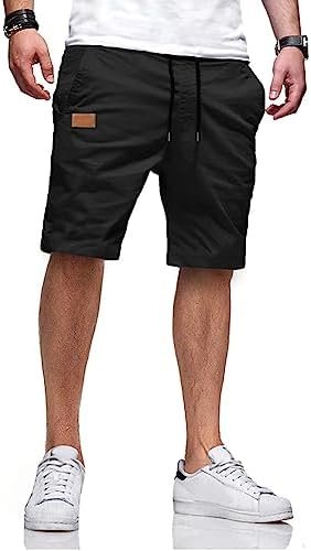 JMIERR Mens Casual Shorts – Cotton Drawstring Summer Beach Stretch Twill Chino Golf Shorts