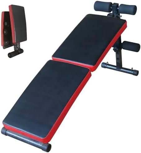 Sit Up Bench Folding Adjustable Workout Bench for Ab Exercise, Strength Training Weight Bench for Home Gym (Red)