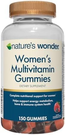 Nature’s Wonder Women’s Multivitamin Gummies, Supports Energy, Metabolism, Bone and Immune System Health with Vitamins A,C,D,B6, B12, Biotin, Folic Acid, 75 Day Supply, 150 Count