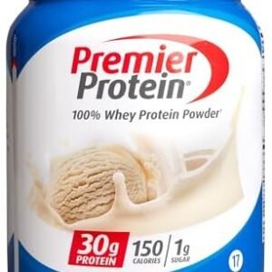 Premier Protein Powder, Vanilla Milkshake, 30g Protein, 1g Sugar, 100% Whey Protein, Keto Friendly, No Soy Ingredients, Gluten Free, 17 Servings, 23.3 Ounces