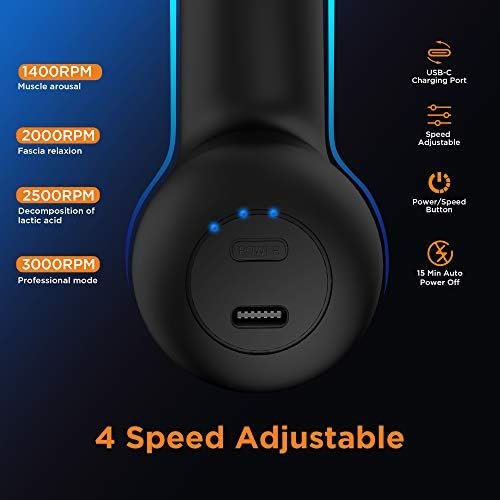 Mini Massage Gun, Powerful Fascial Gun Portable Deep Tissue Percussion Muscle Back Head Massager for Pain Relief with 4 Massage Heads High-Intensity Vibration Rechargeable Small Massage Gun - Image 3