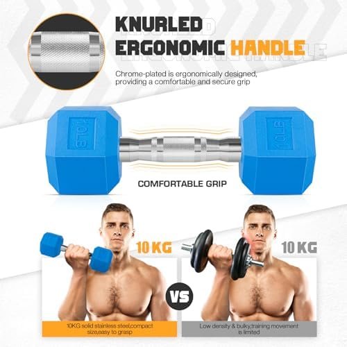 Portzon Weights Dumbbells Pink Colors Compatible with Set of 2 Neoprene/Rubber Dumbbells,1-15 LB, Anti-Slip, Anti-roll, Hex Shape - Image 3