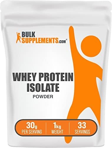 BulkSupplements.com Whey Protein Isolate Powder – Whey Protein Powder, Unsweeteneed, Unflavored & Gluten Free – 30g per Serving, 1kg (2.2 lbs) (Pack of 1)