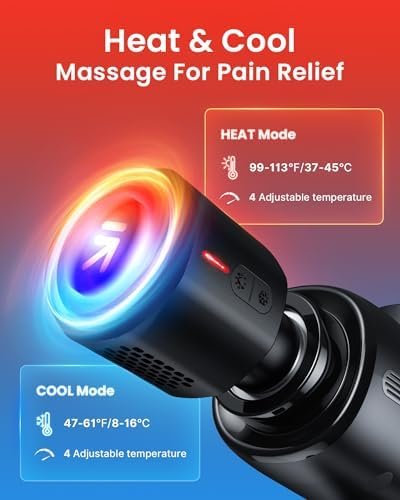 RENPHO Thermacool Massage Gun Deep Tissue with Heat and Cold Head, Mothers Day Gifts, FSA HSA Eligible, Handheld Muscle Massager with Carry Case, Body Masajeador for Men Women Athletes, Active - Image 4