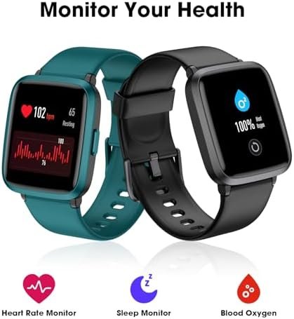 Fitness Tracker Watch, Step Tracker with Heart Rate, Blood Oxygen Sleep Monitor, 5ATM Waterproof Pedometer, Step Calorie Counter, Health Fitness Watch for Sports, Activity Tracker for Women Men - Image 2